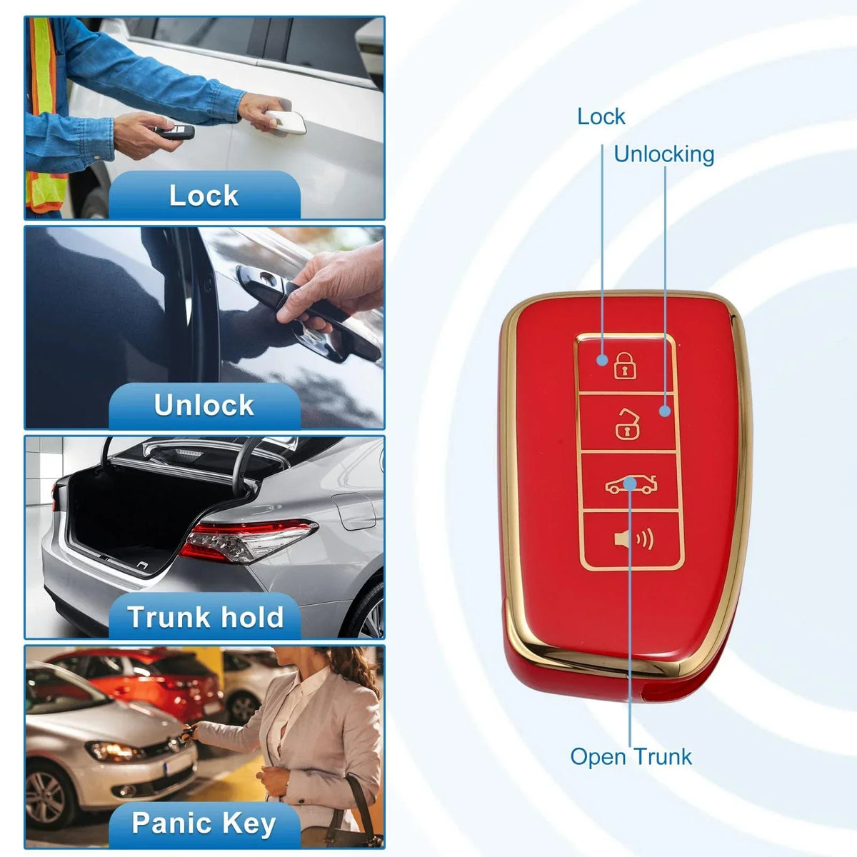 Red Silicone Cover for Key Fob - Lexus RX450h 2016-2020