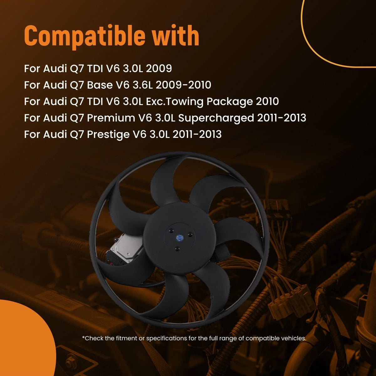 Radiator Cooling Fan for Audi Q7 and VW Touareg 2009-2015