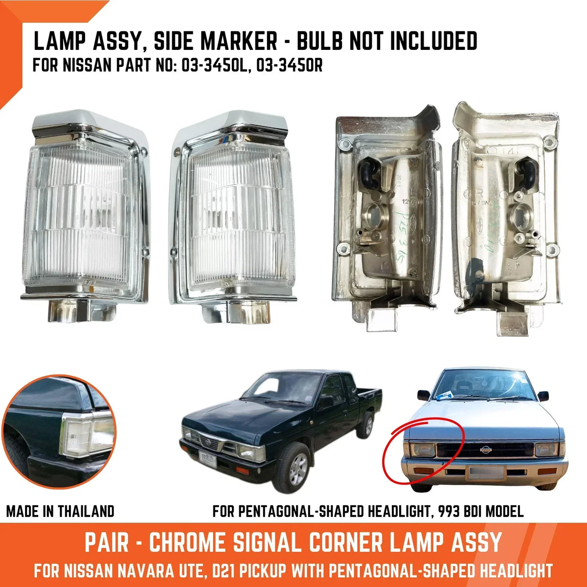 Corner Turn Signal Light for Nissan Navara D21 Front 1988-1996