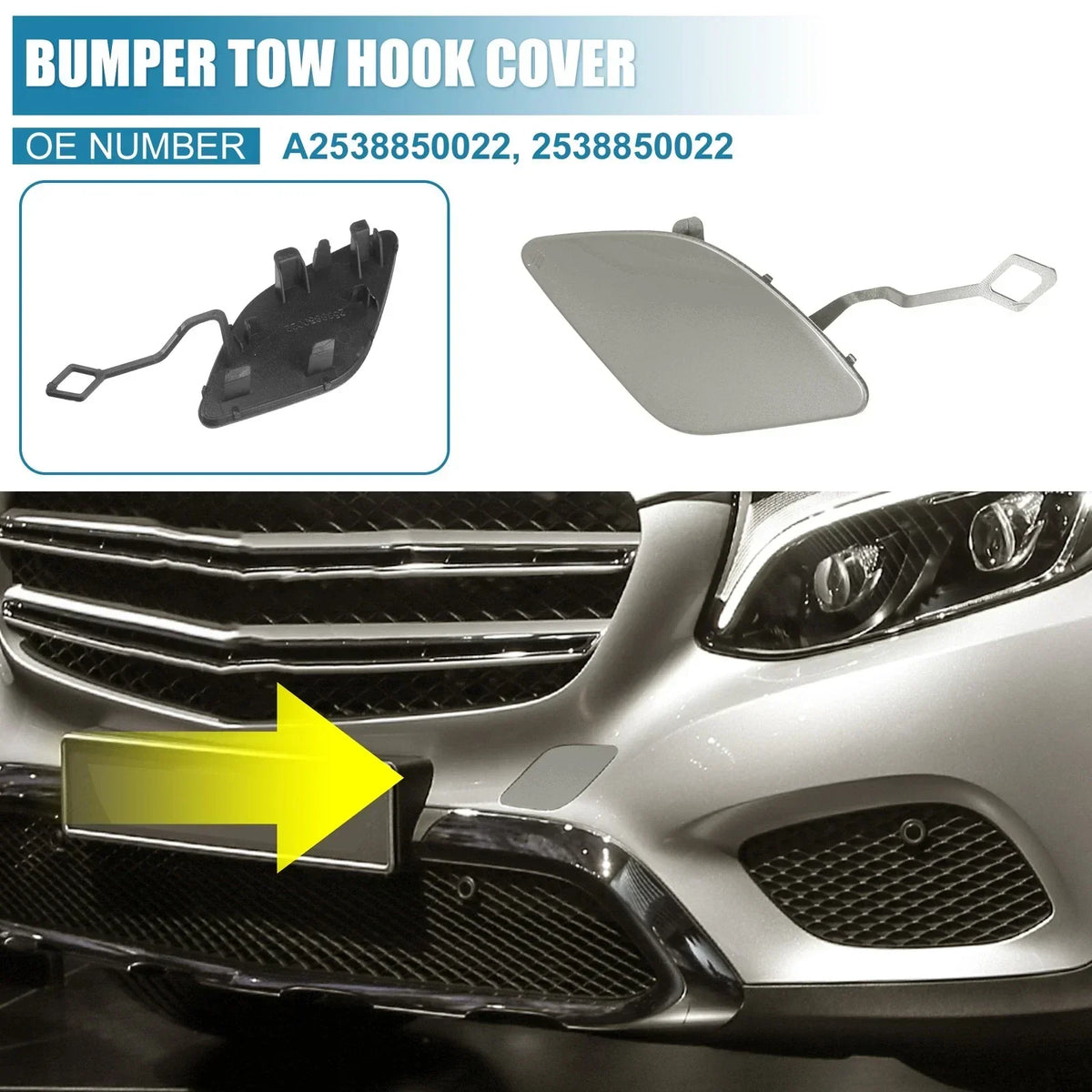 Tow Hook Cover for Front Bumper - Deep Silver Tone - Mercedes-Benz 2019-2023
