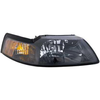 Right Headlight for Ford Mustang (1999–2004) Halogen Black Housing