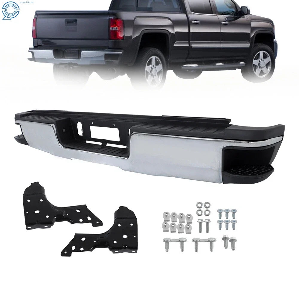 Rear Bumper Assembly Chrome Steel for GMC Sierra Silverado 2500HD 2015-2019