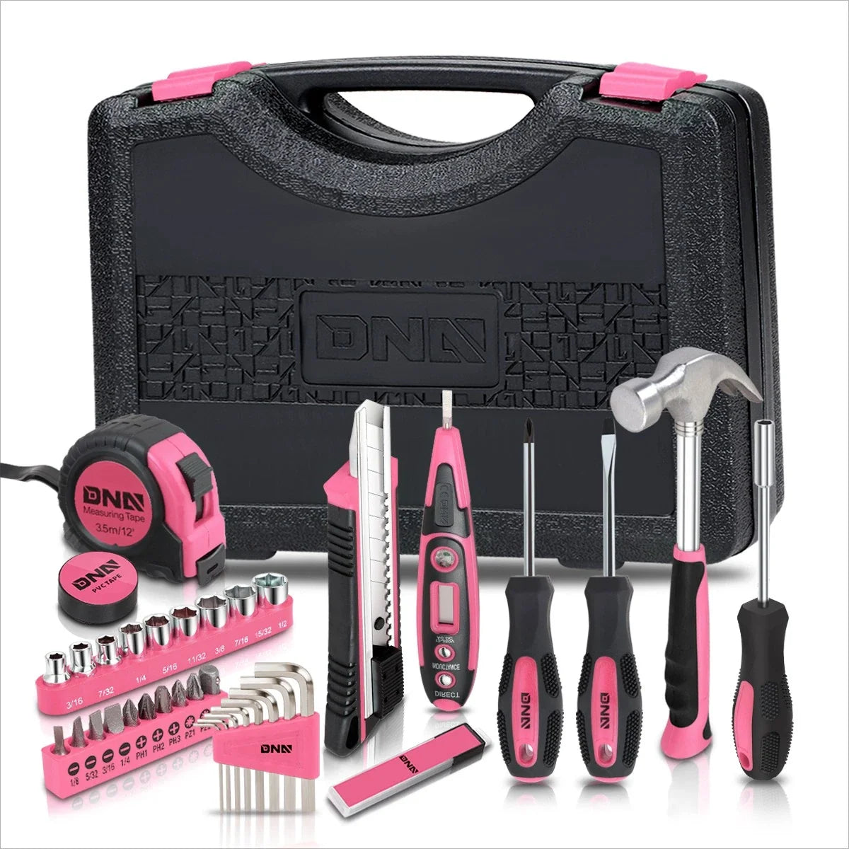 46-Piece Household Toolbox Set for (Pink)