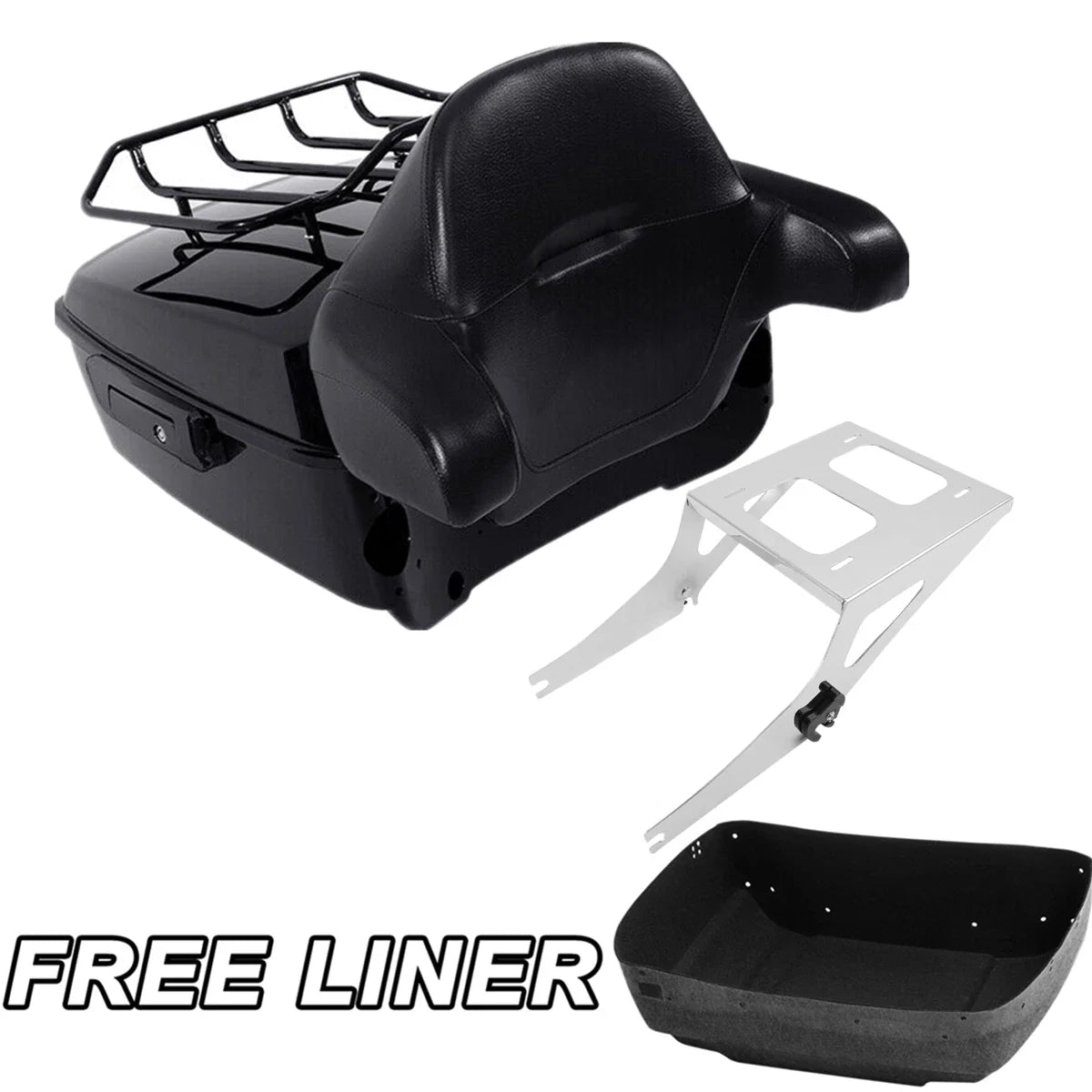 Black Backrest Mount Rack for Trunk on Harley Fat Boy (2008-2016)