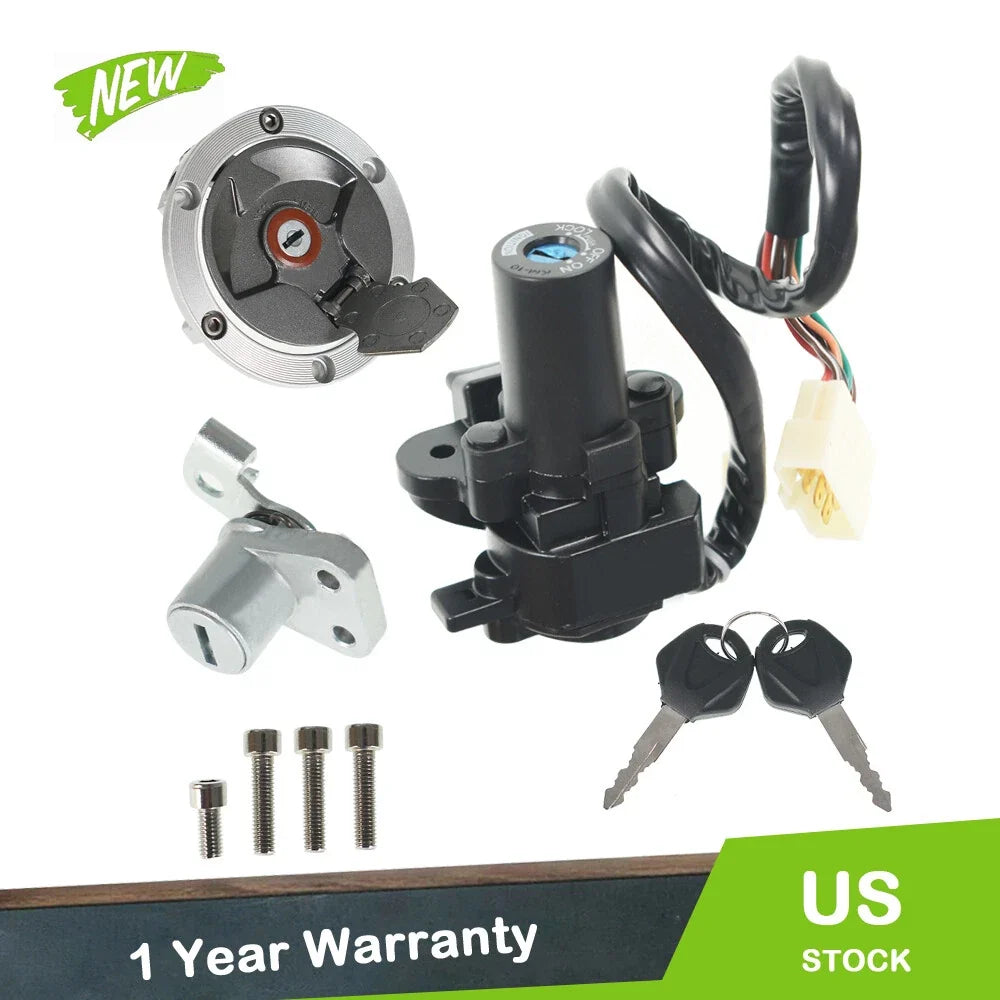 Ignition Switch Lock Gas Cap Cover Set for Kawasaki Ninja 250R (2008–2012)