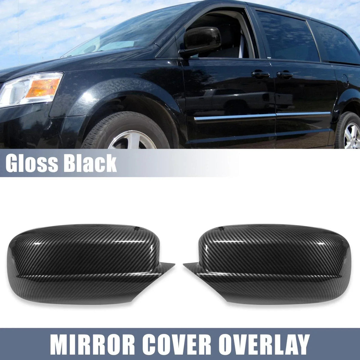 Rear View Mirror Cover Cap - Carbon Fiber Style for Dodge Charger 2011-2021