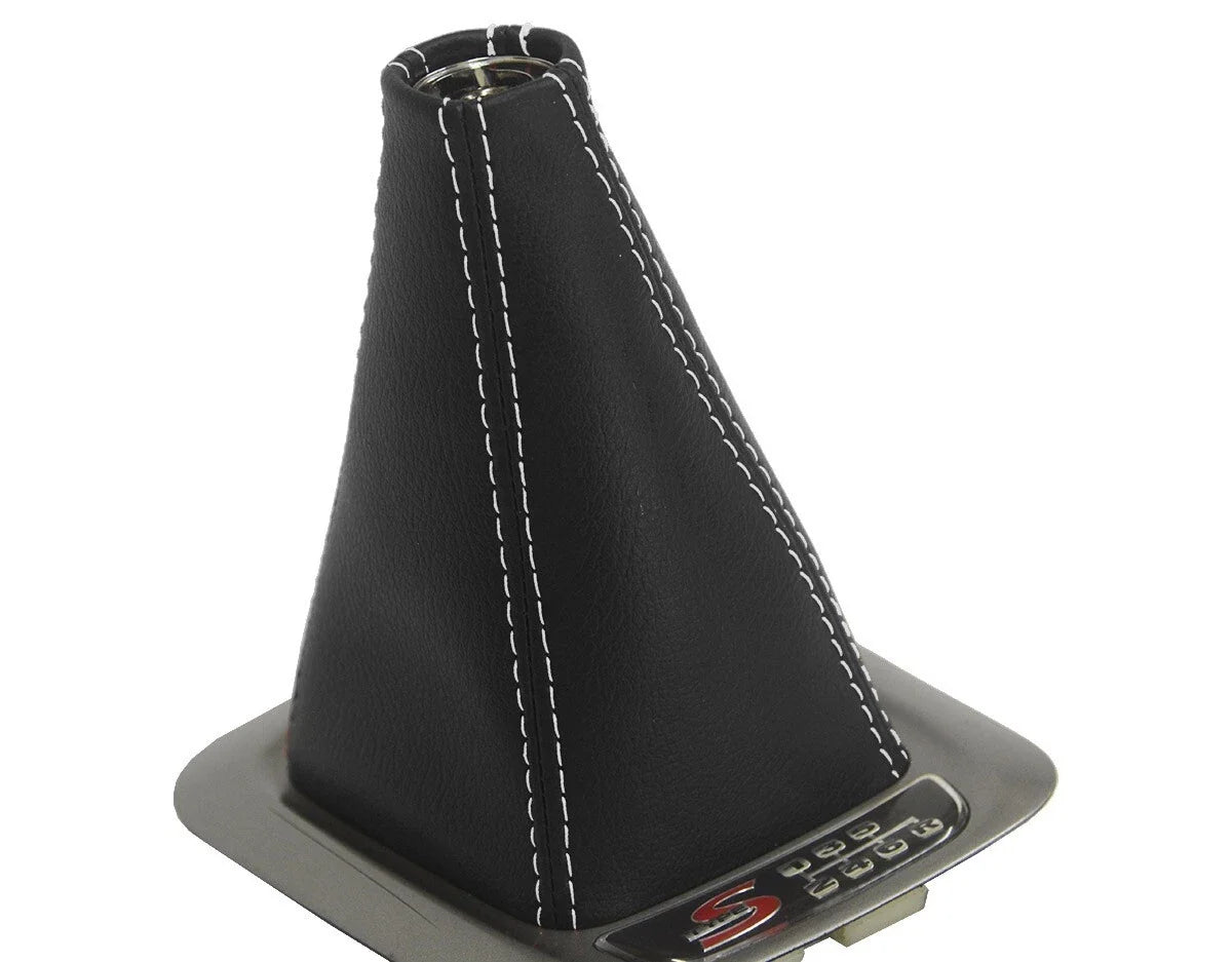 Leather Manual Shift Boot Cover for Acura CL (2001–2003) White Stitch