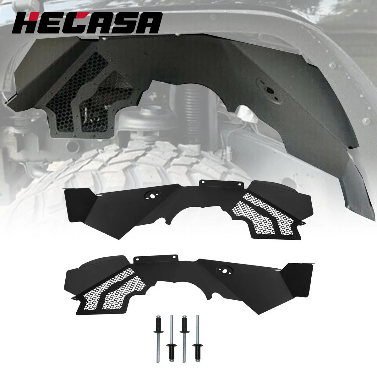 Front Aluminum Inner Fender Liners for JK JKU Jeep Wrangler 2007-2018