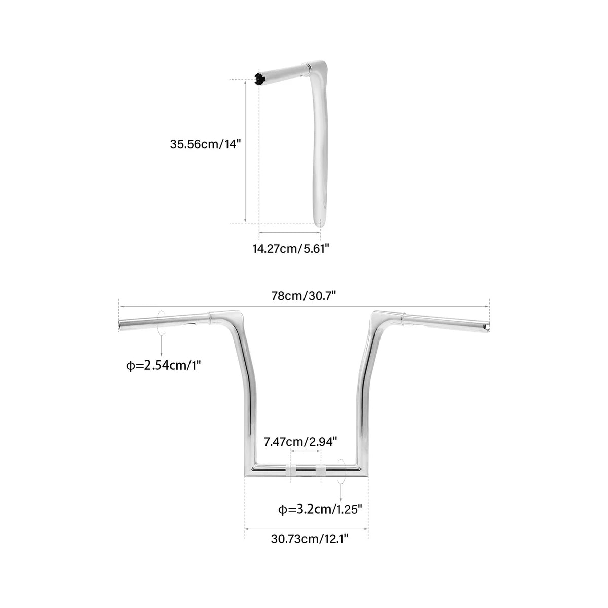 Chrome 14" Rise Ape Hanger Handlebar for Harley Softail Road King