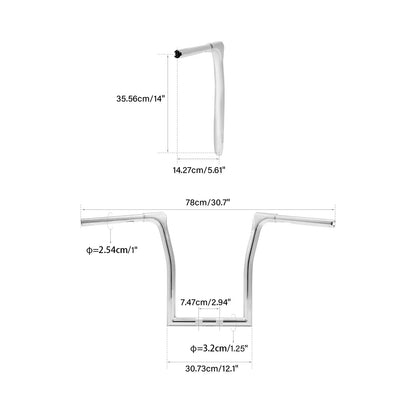 Chrome 14" Rise Ape Hanger Handlebar for Harley Softail Road King