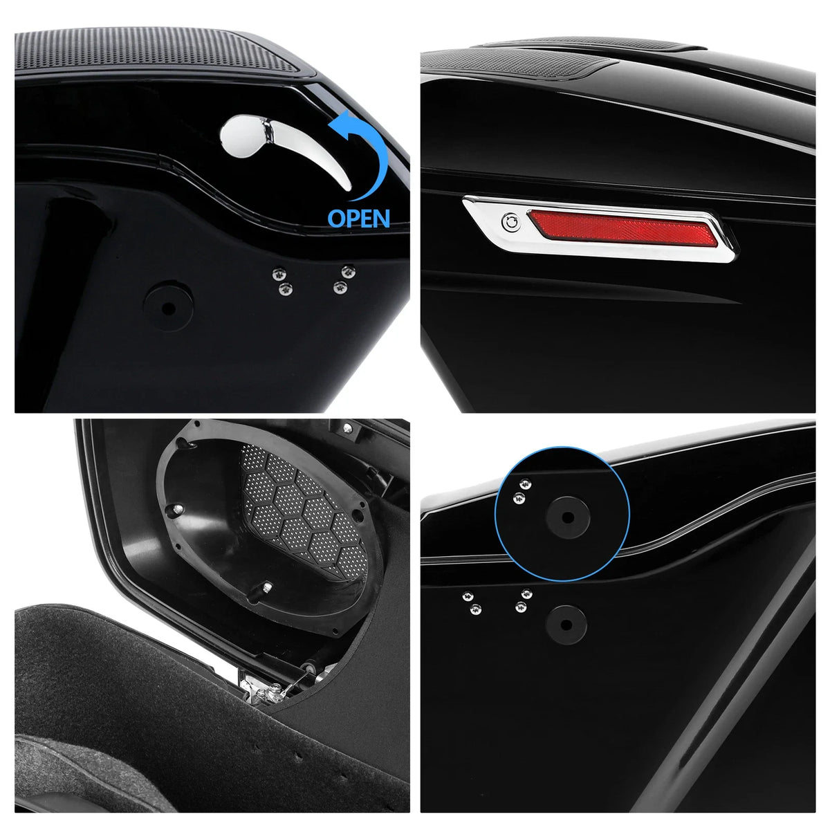 Hard Saddlebag Speaker Lids, Extended for Harley Touring (2014-2024)