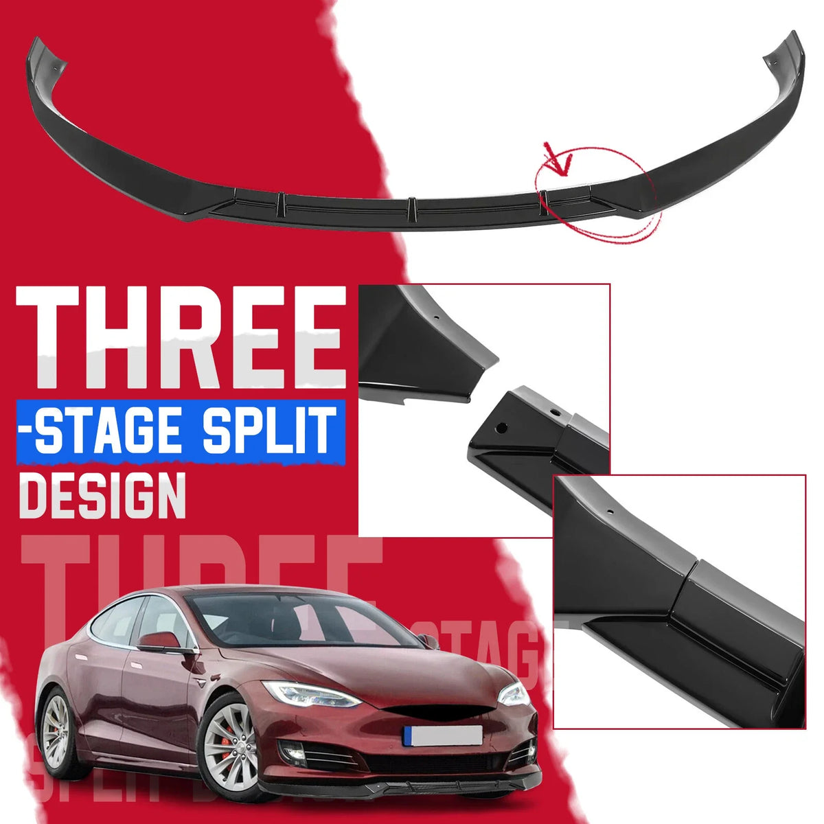 Front Spoiler Lip Splitter for Tesla Model S (2016–2020)