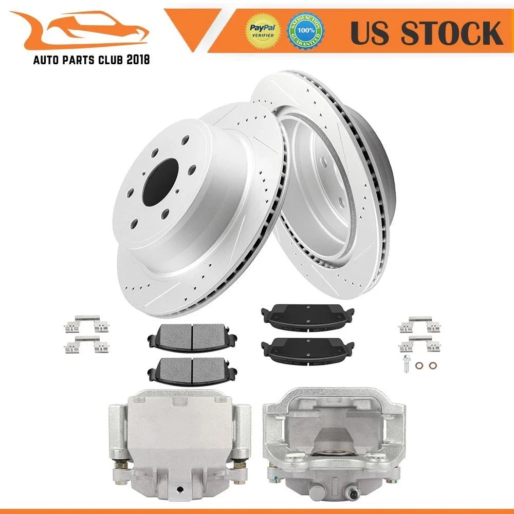 2X Rear Brake Calipers Rotors & Ceramic Pads for Chevy Silverado 1500 (2008–2013)