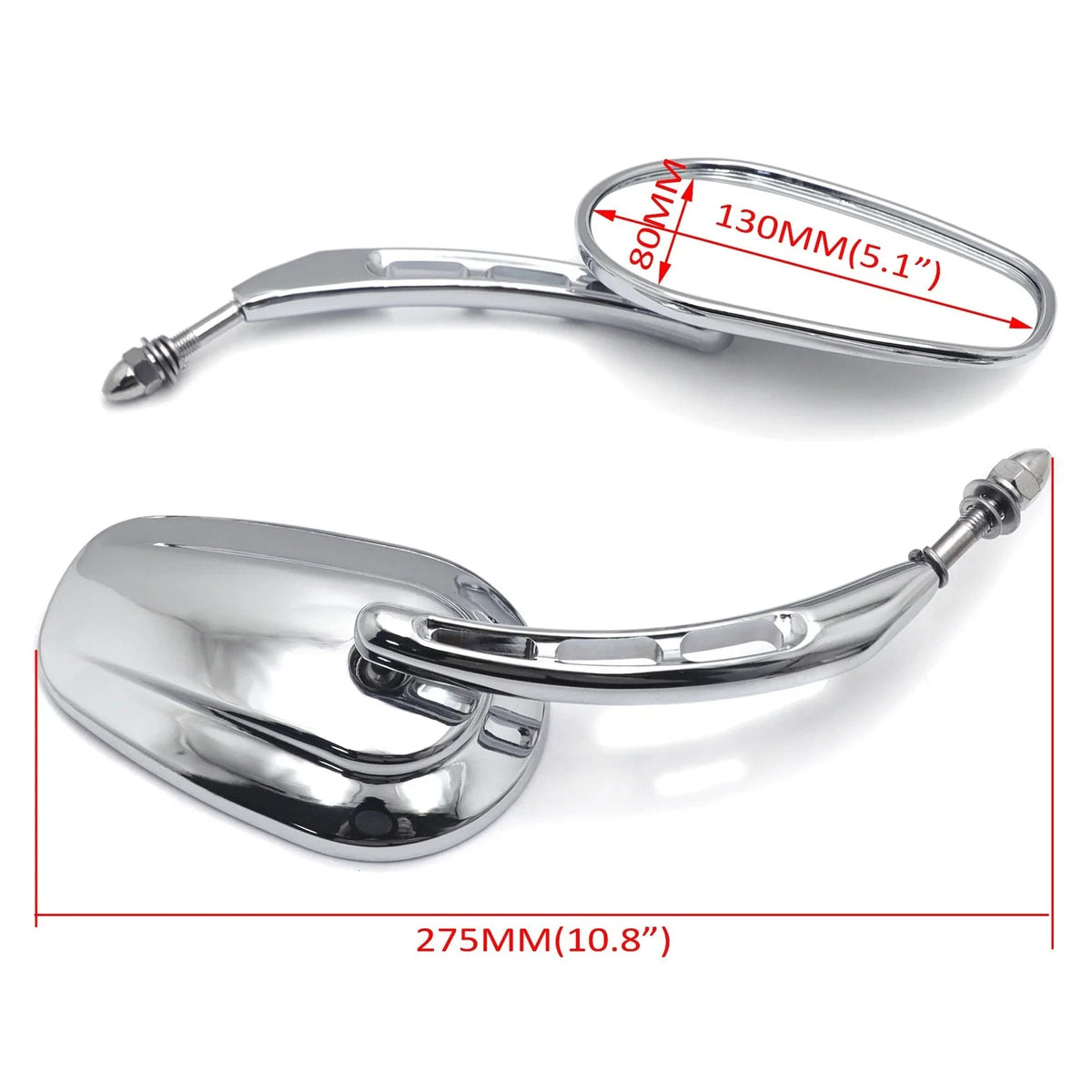 Chrome 8mm Big Rear Side Mirror for Harley Dyna Super Glide (2006–2017)