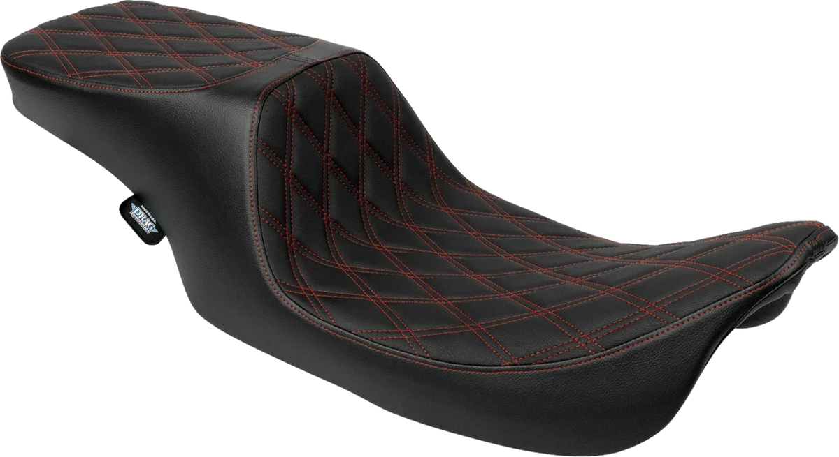 2-Up Seat - Red Vinyl with Double Diamond by Drag Specialties Predator