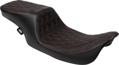 2-Up Seat - Red Vinyl with Double Diamond by Drag Specialties Predator