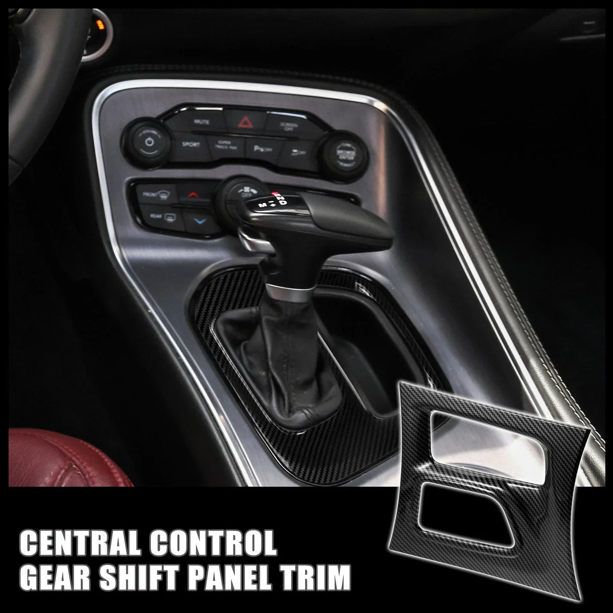 Black Carbon Fiber Trim for Dodge Central Control Gear Shift Panel
