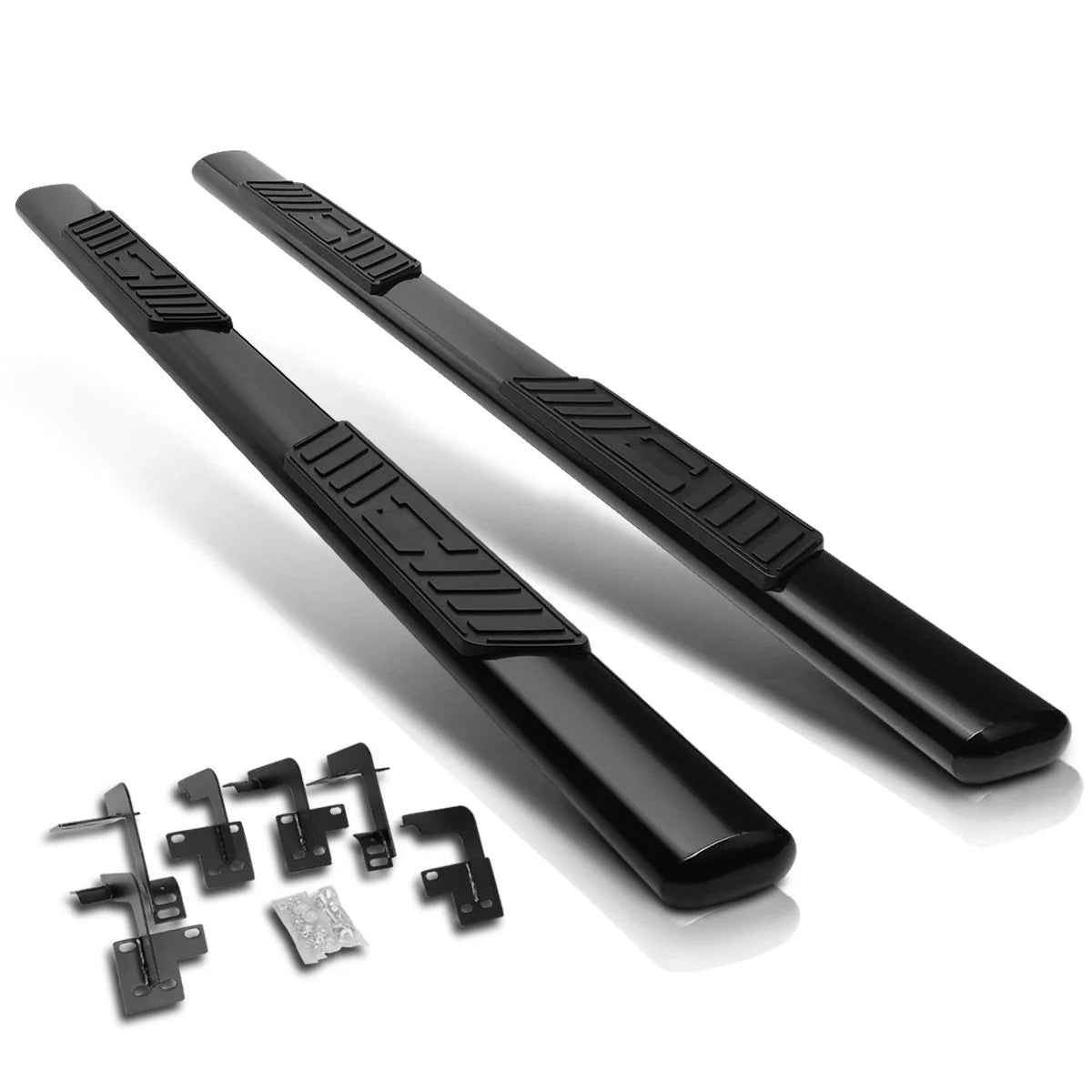 Set of 2 5" Oval Side Step Nerf Bars for RAM 1500 (2019–2020) Black