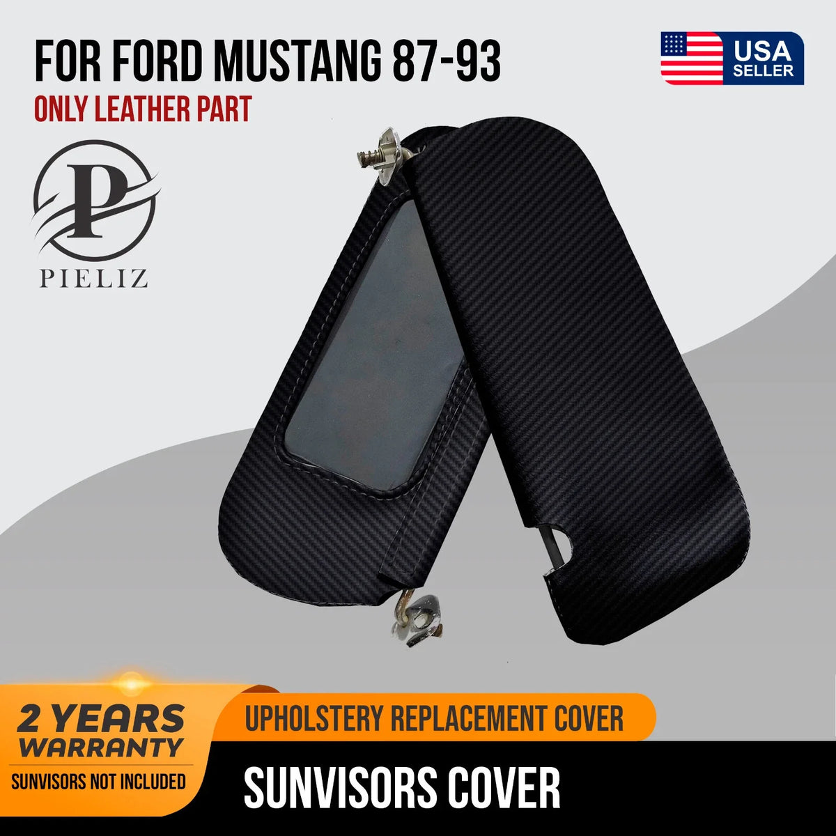 Carbon Fiber Sunvisors Cover for Ford Mustang (1987–1993) Black