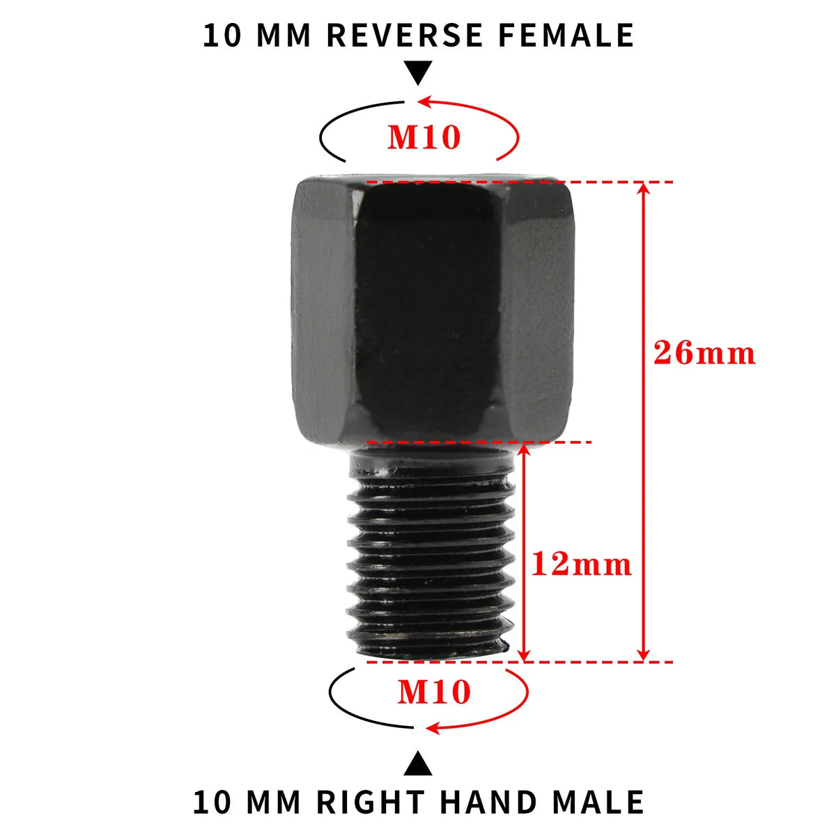 Motorcycle Mirror Adapters for Left-Hand Turn 10mm Standard Thread