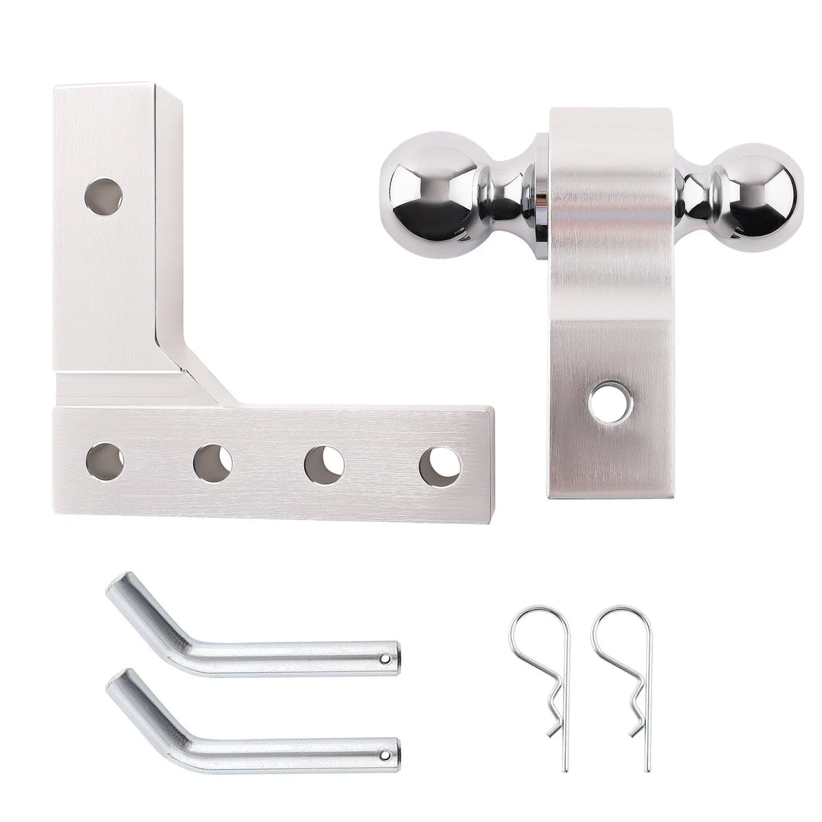 Adjustable Trailer Raise/Drop with 6" Double Hitch Ball Mount Receiver