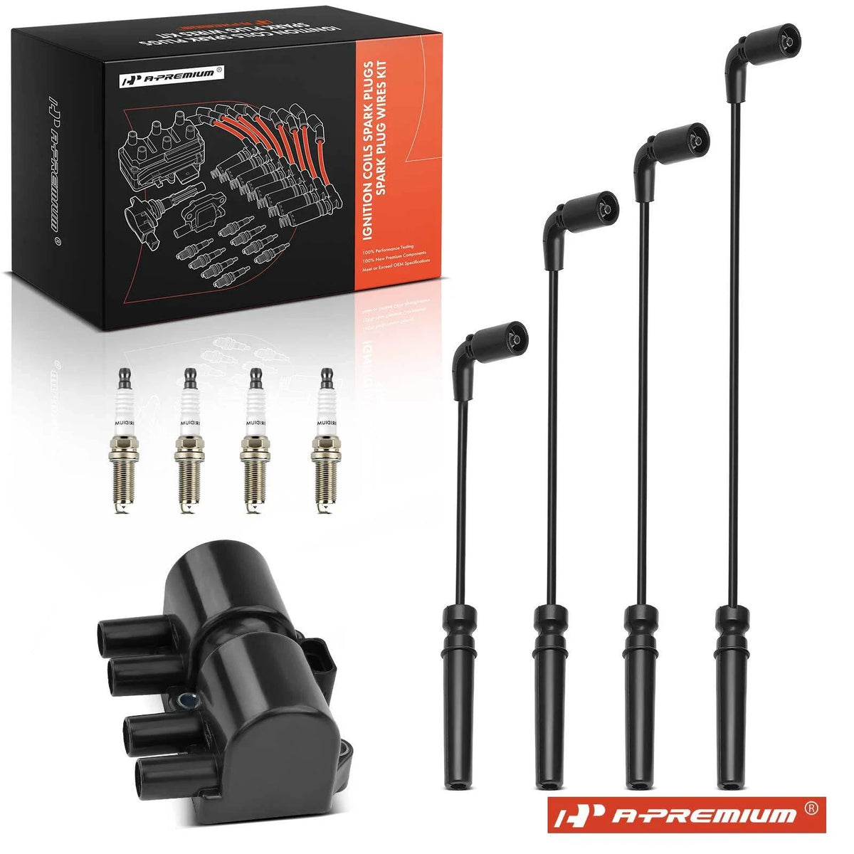 Ignition Coil & Iridium Spark Plugs Set for Chevy Aveo