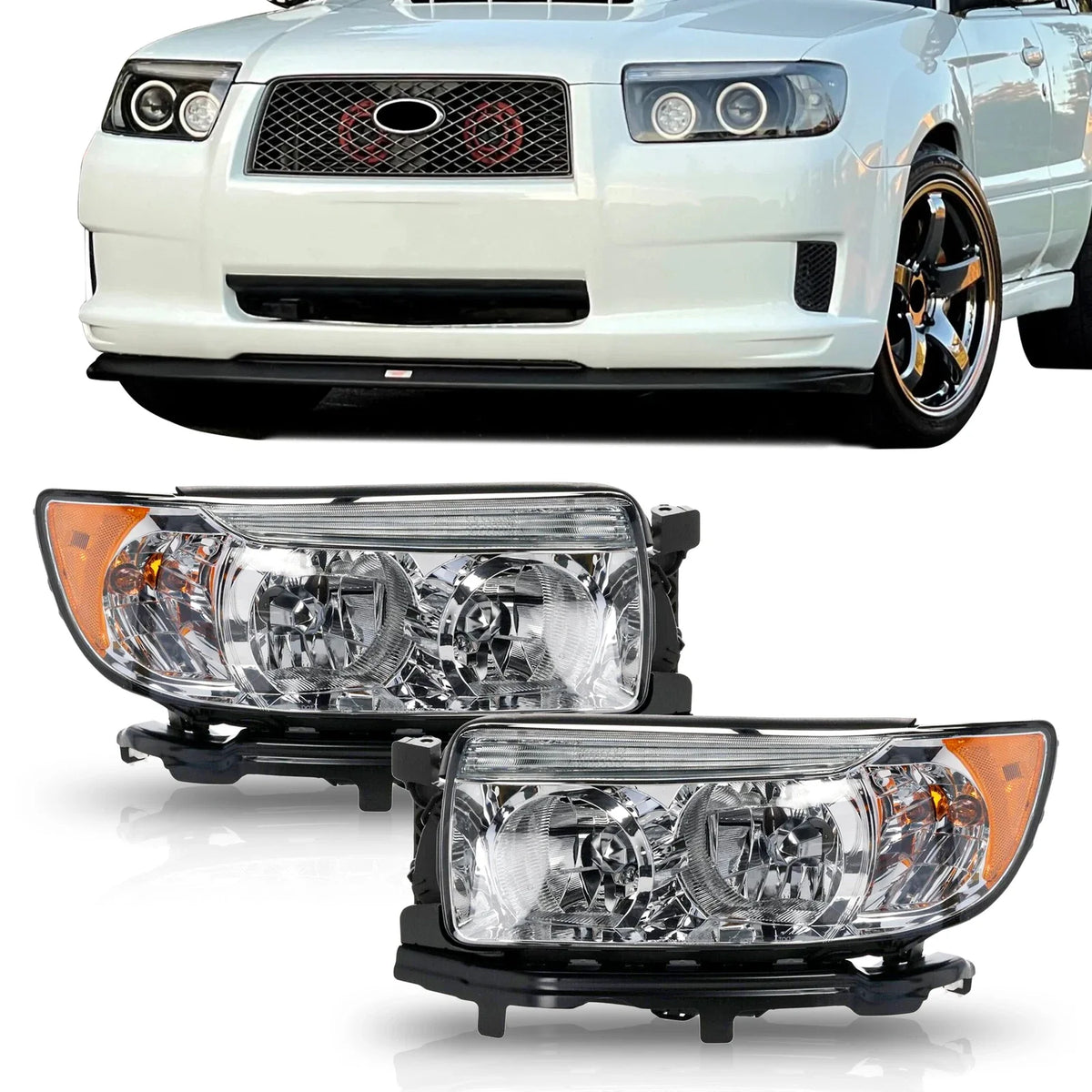 Set of 2 Halogen Headlights for Subaru Forester (2006–2008) 84001SA461