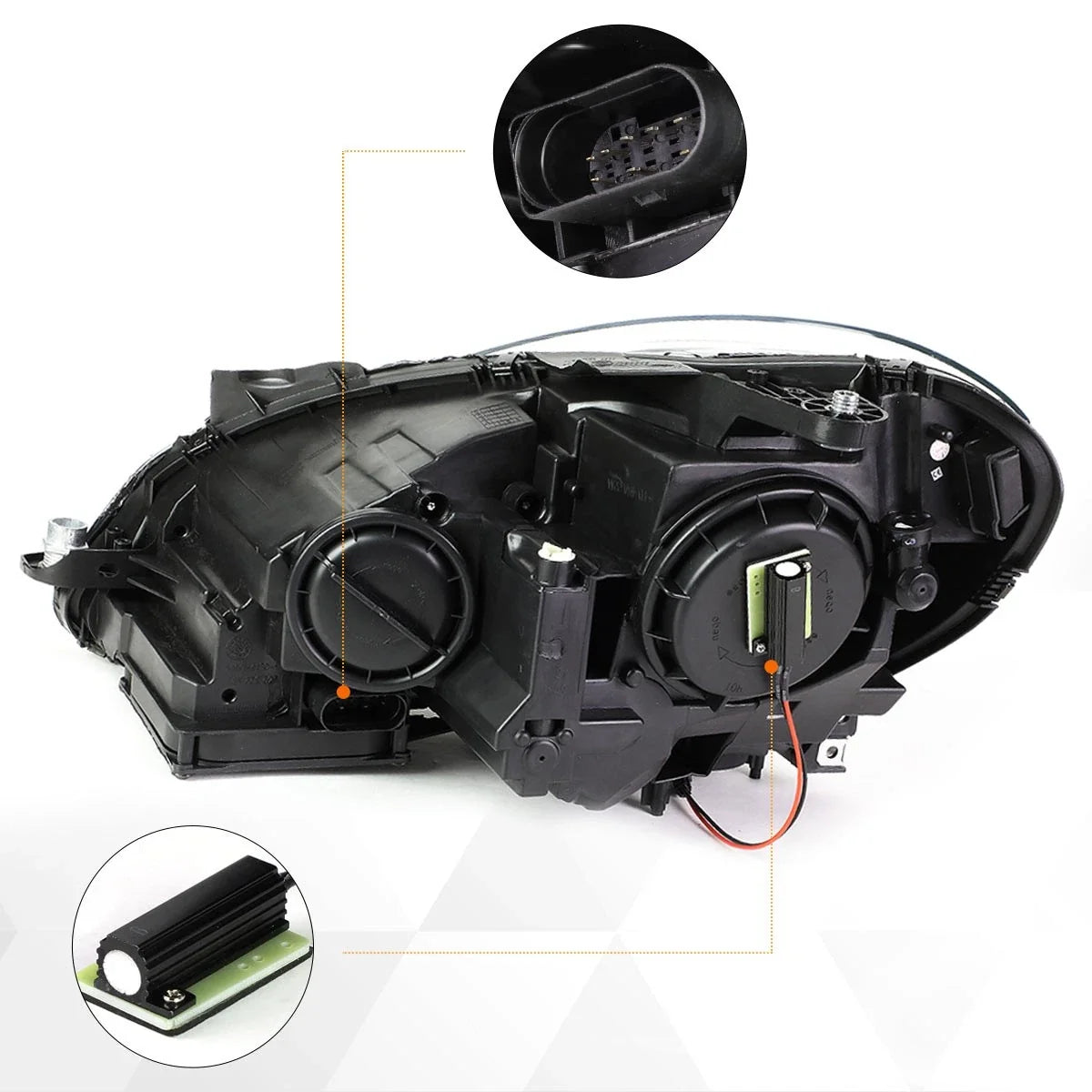 3D LED DRL Projector Headlight for Mercedes C-Class (2012-2015) Chrome Housing
