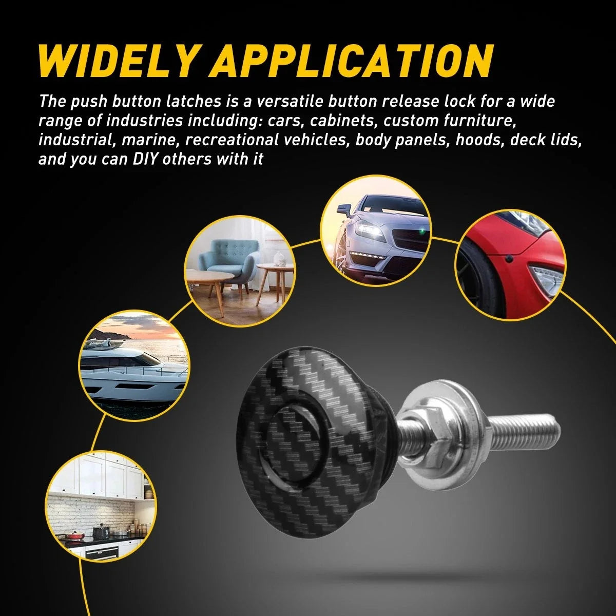 Hood Push Quick Release Pins Lock Clip for Universal Cars (All Years)