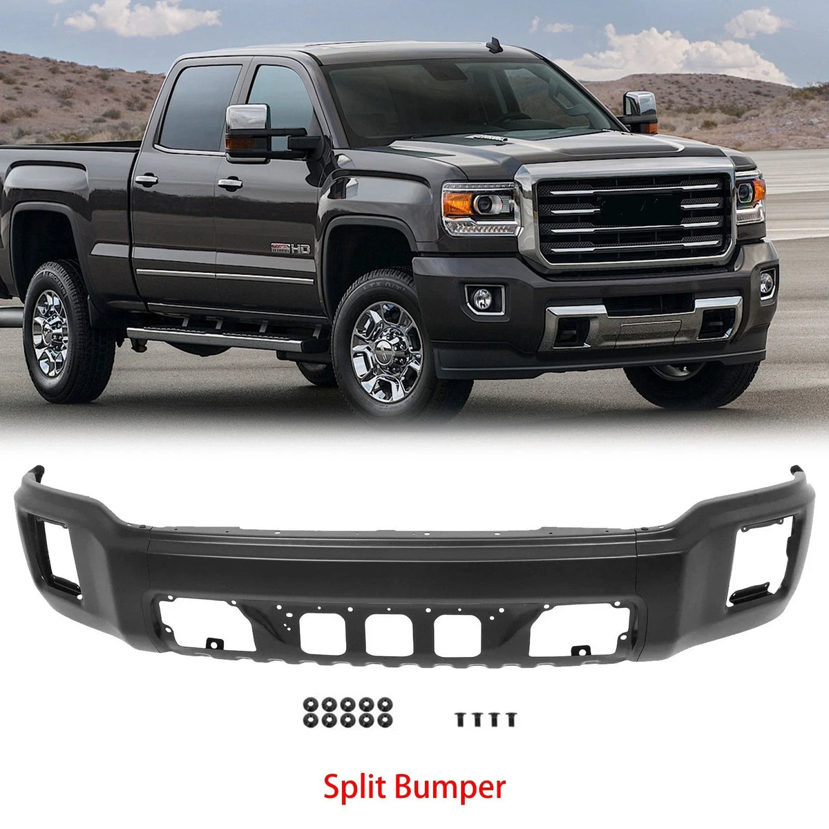 Front Bumper Face Bar for GMC Sierra 1500 (2014–2015) Black Steel