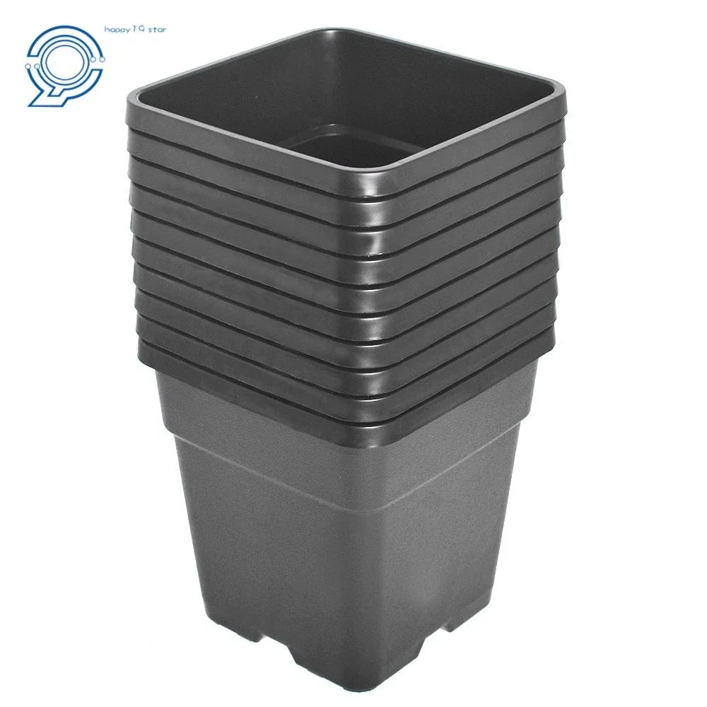 2 Gallon Square Black Nursery Pots - 10 Pack for Planting