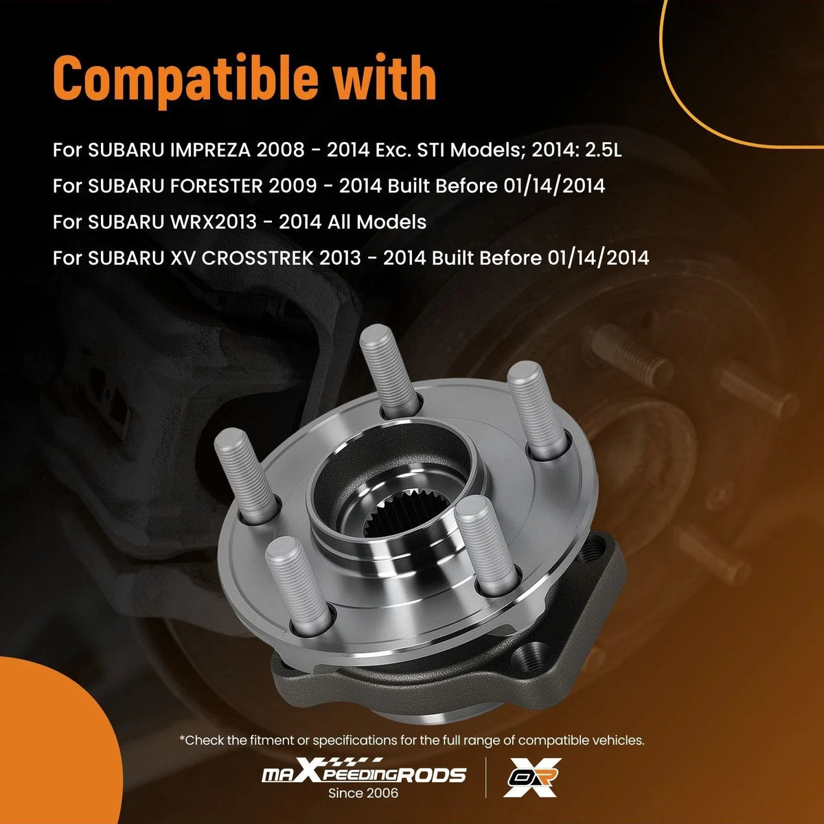 Set of 2 Bolt Front LH RH Wheel Hub Assembly for Subaru Impreza WRX (2008–2014) NT513303