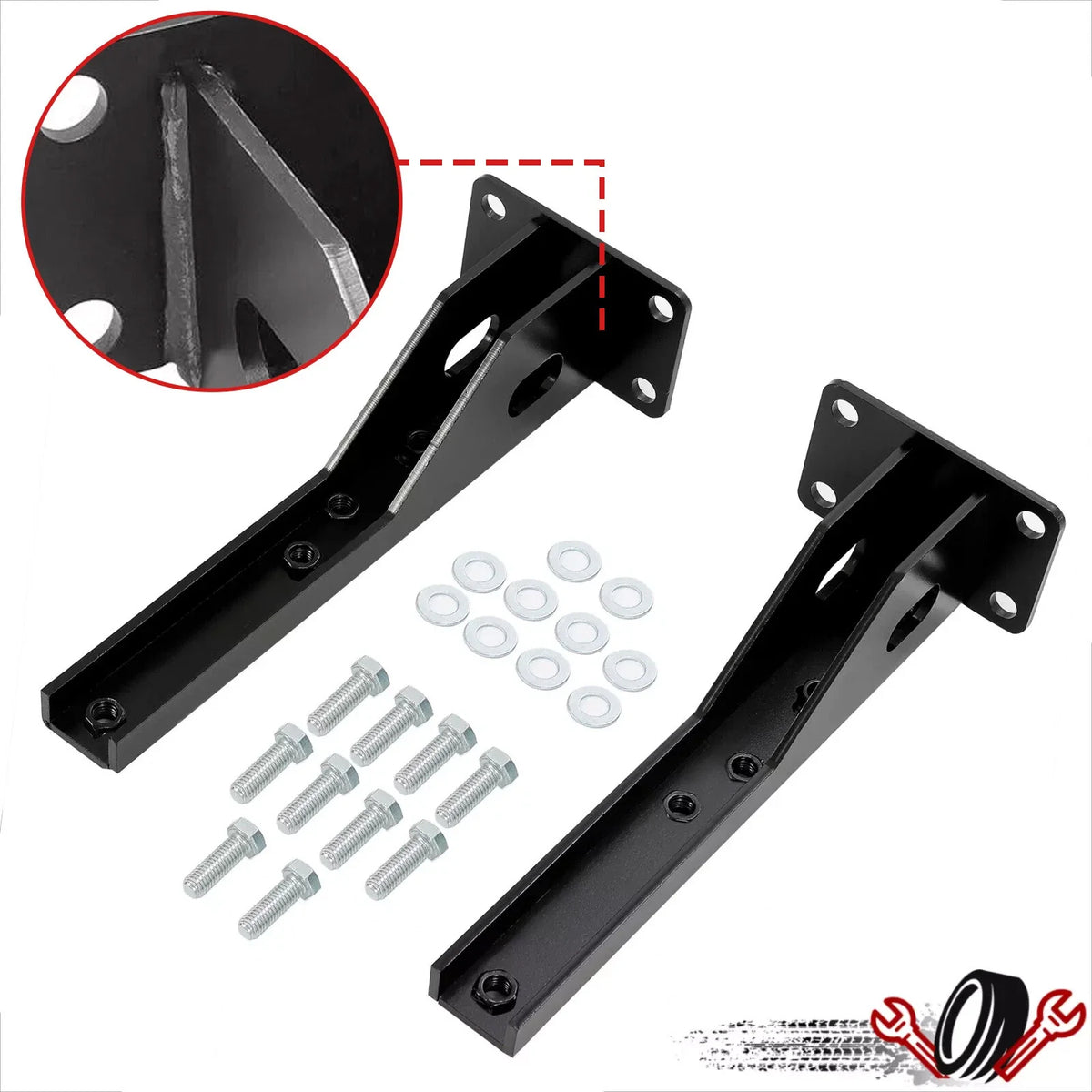 2X Welded Solid Steel Rear Bumper Bracket Support for Jeep Cherokee XJ (1986–2001)