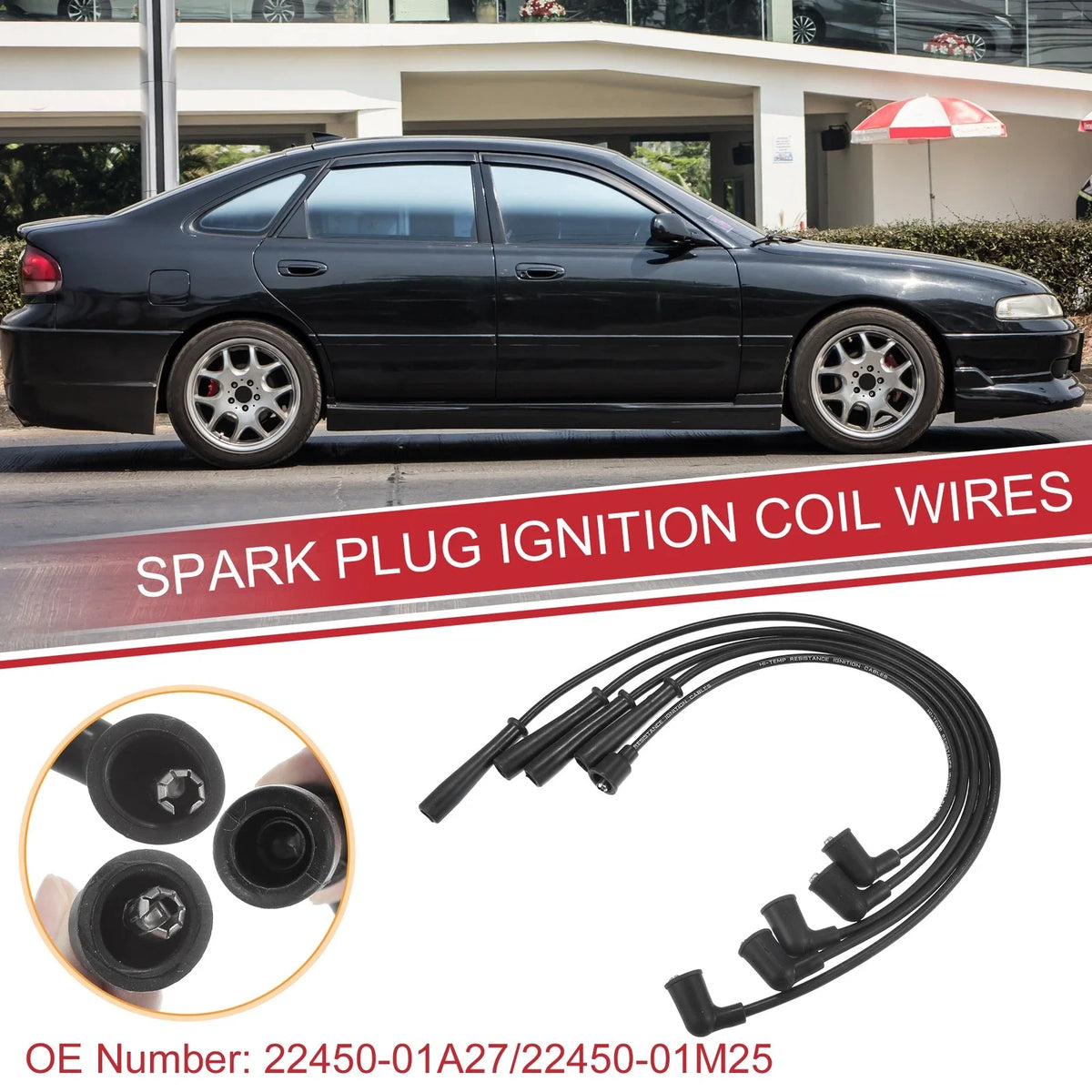 5pcs Spark Plug Wire Ignition Coil Cable No. 22450-01A27 for Mazda MX-6 626 (1988)