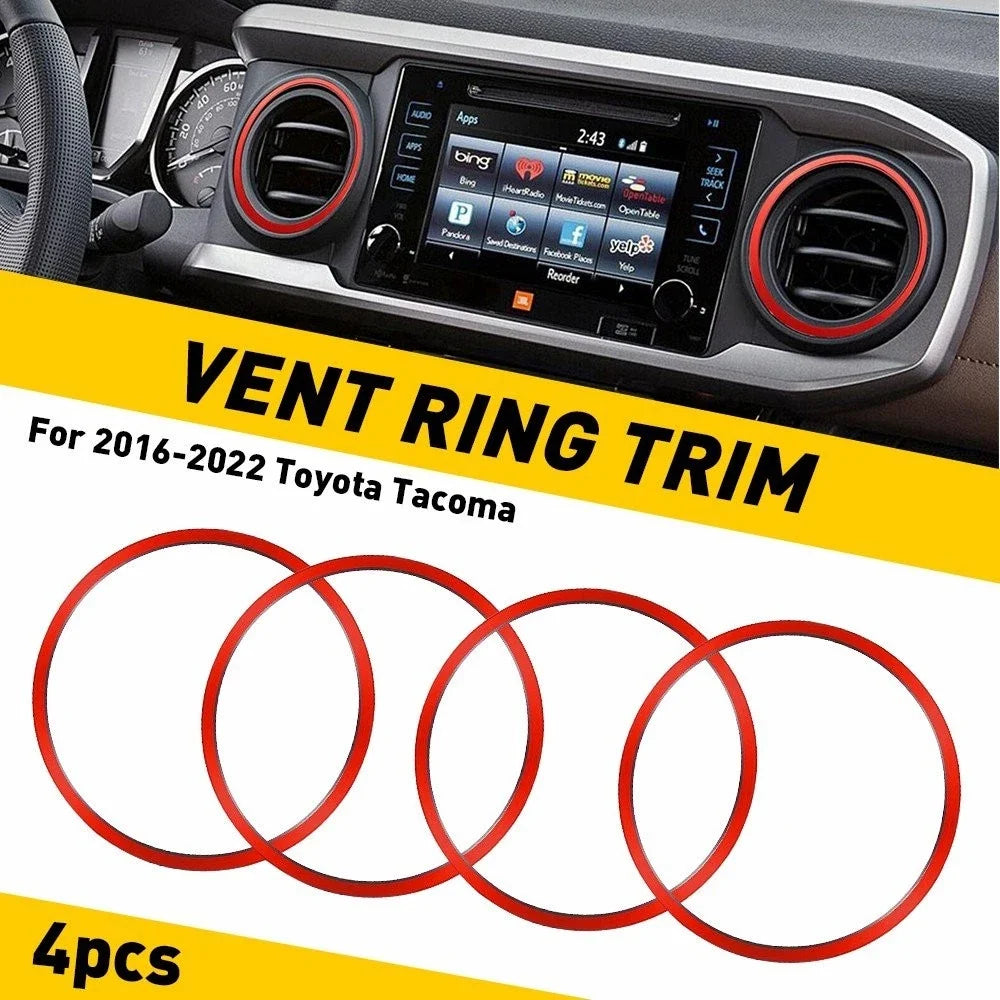 A/C Vent Ring Trim Covers - Red Set of 2 for Toyota Tacoma 2016-2022