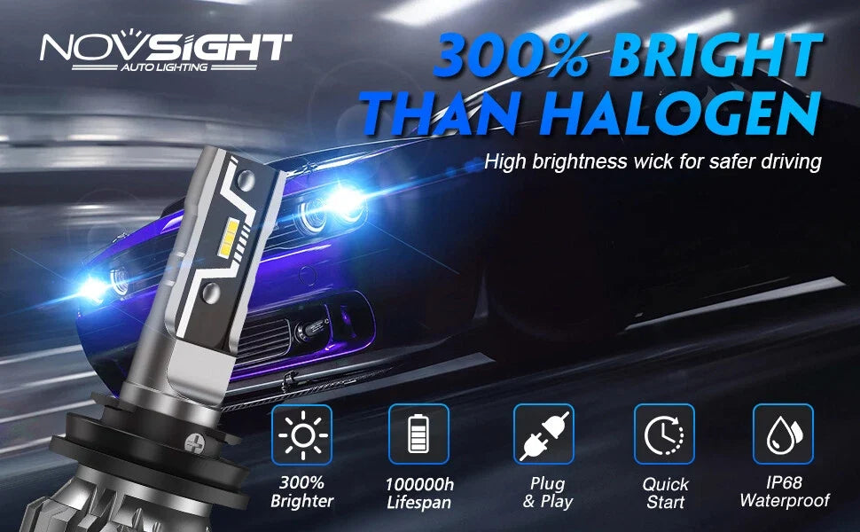 2X H11 LED Headlight Bulb Conversion Kit for NOVSIGHT (50W 10000LM 6500K)