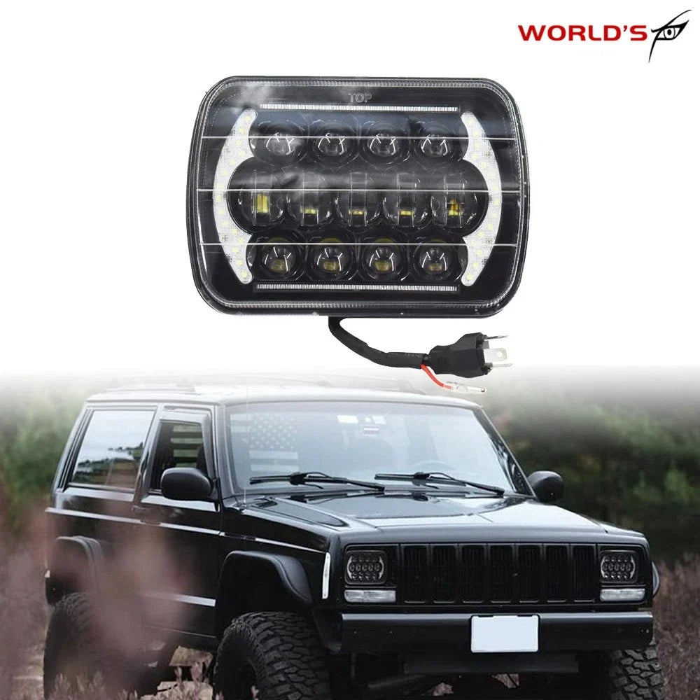 Super White LED Headlight for Jeep Cherokee XJ YJ (5x7'', 7x6'')
