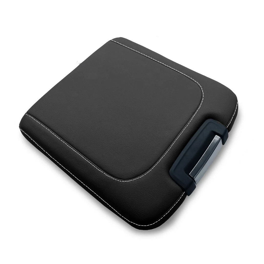 Console Armrest for Dodge Ram (2013–2018) - Leather, Adjustable, White Stitch