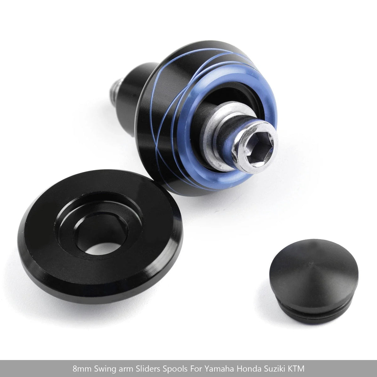 Pair of 8mm Swingarm Spools CNC for Suzuki & Honda Bikes