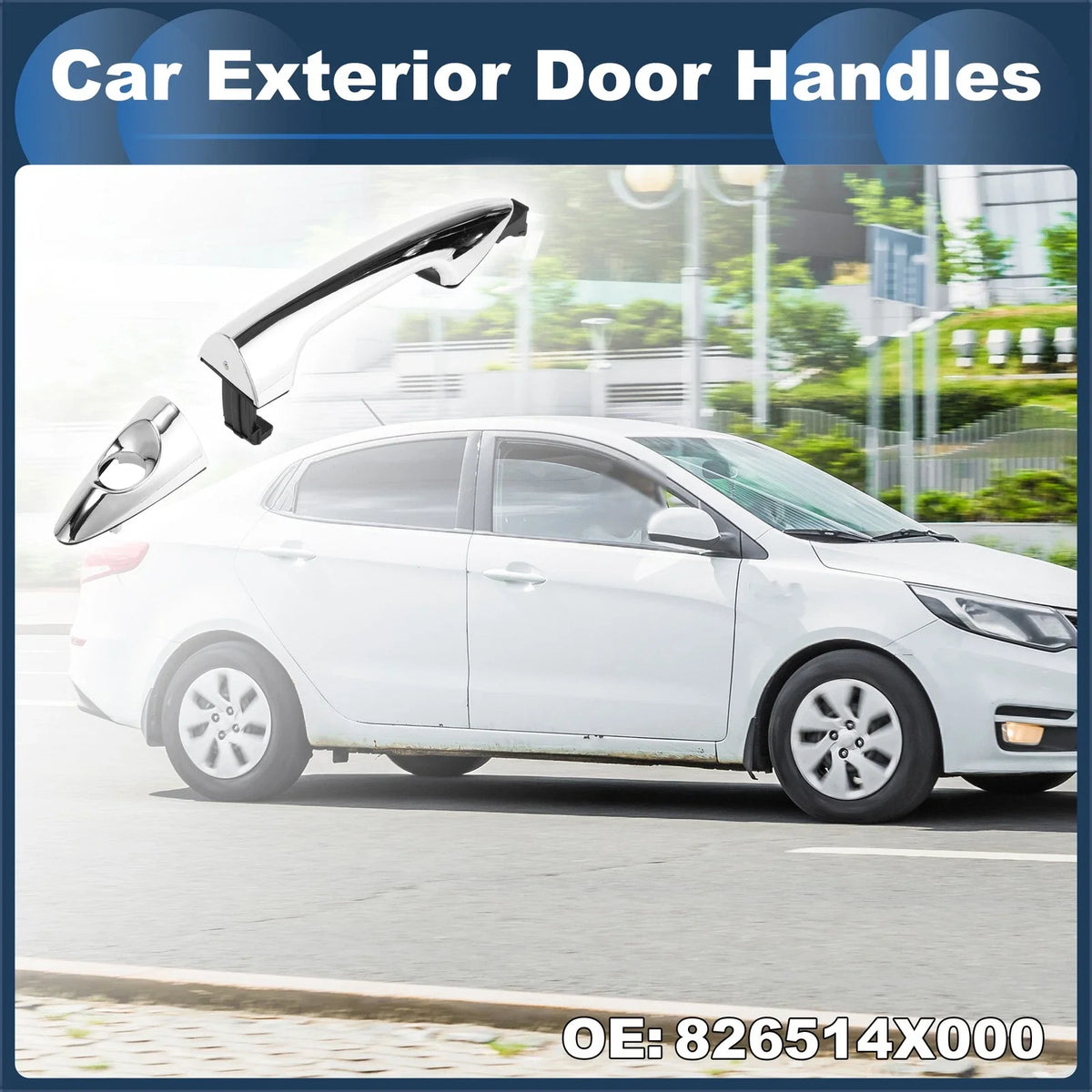 Front Left Door Handle for Kia Rio (2011) - Silver Tone