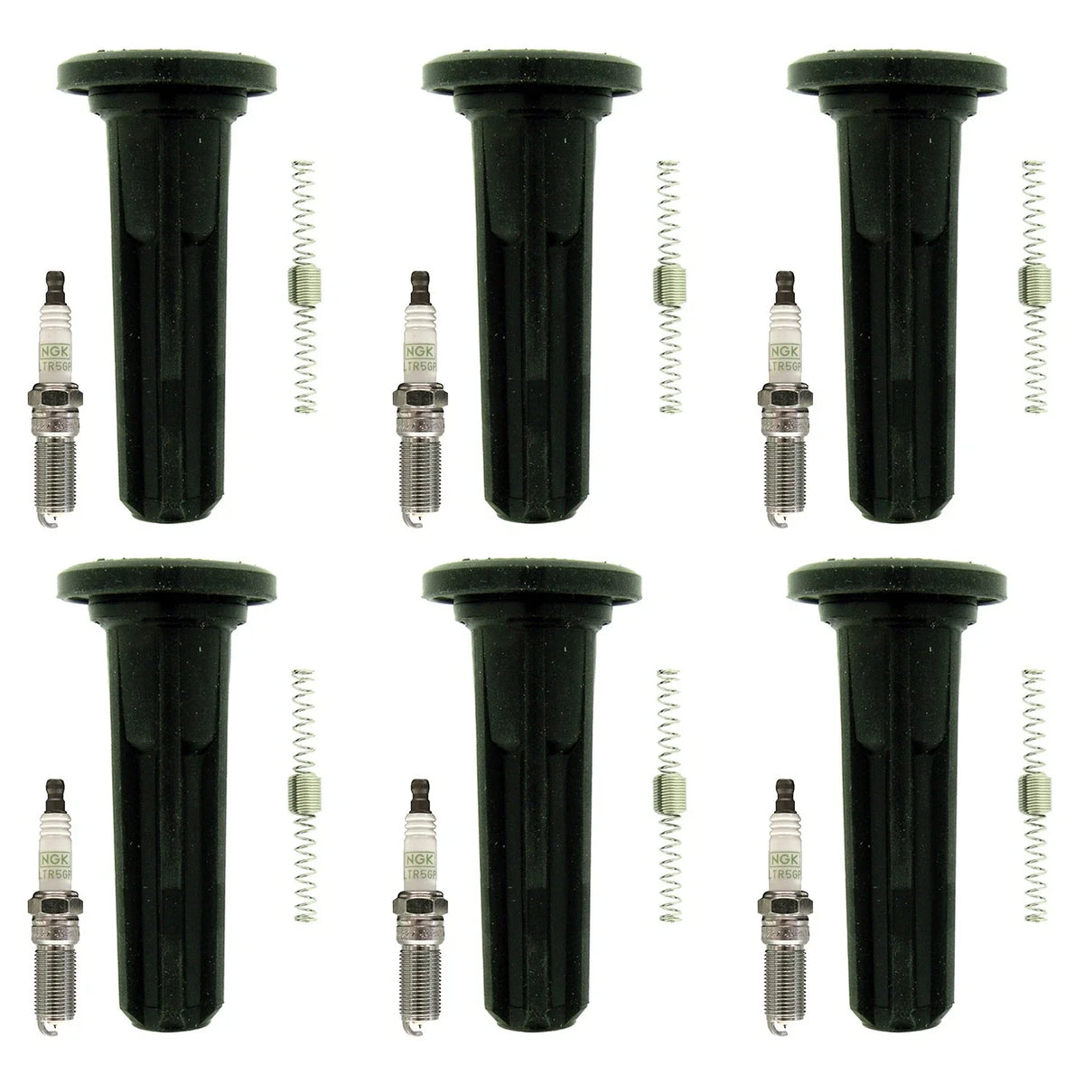 Set of 6 NGK G-Power Platinum Spark Plugs & Coil Boots for Trailblazer Envoy (2002–2009)