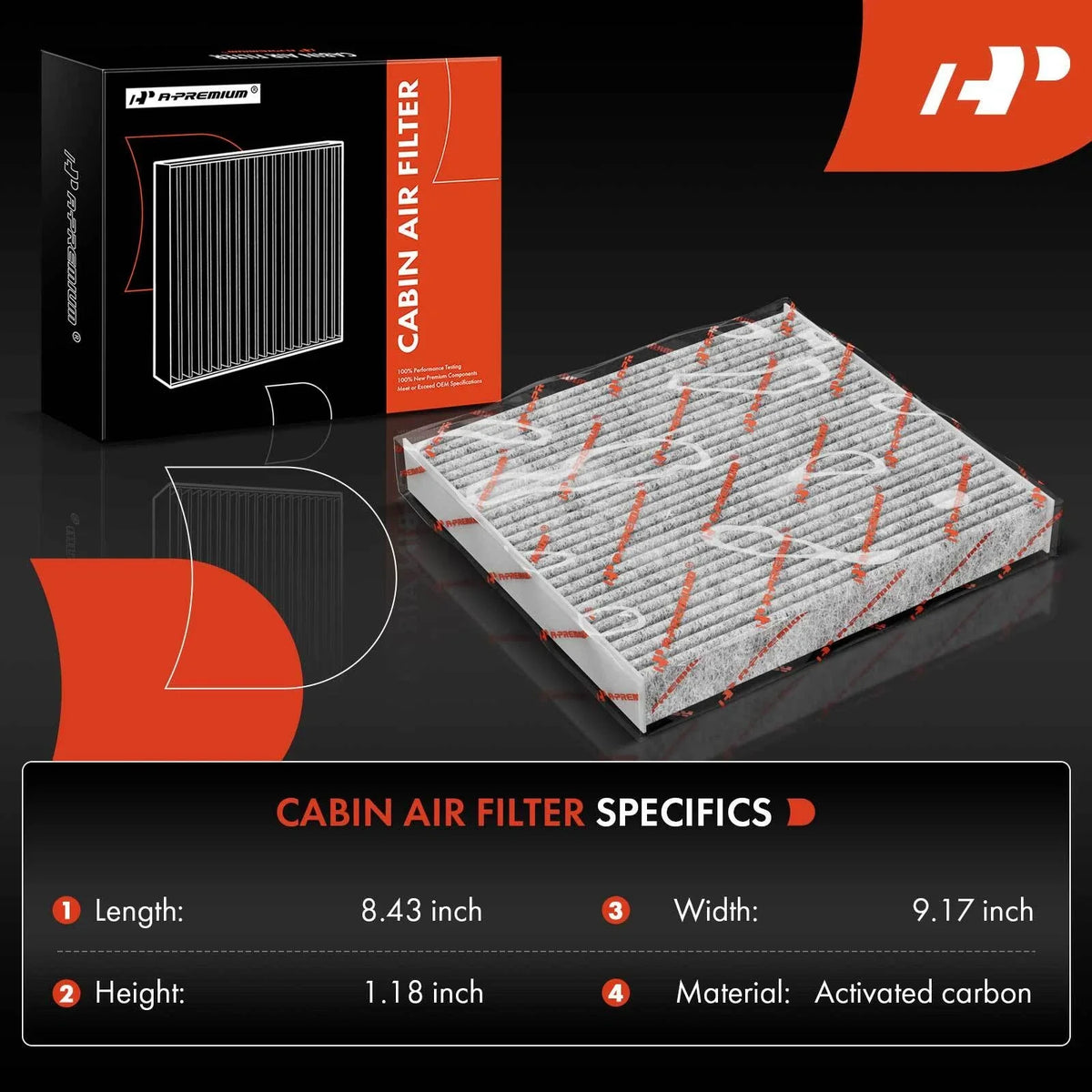Front Activated Carbon Cabin Air Filter for 2019-2023 Ford Ranger - 2 Pack