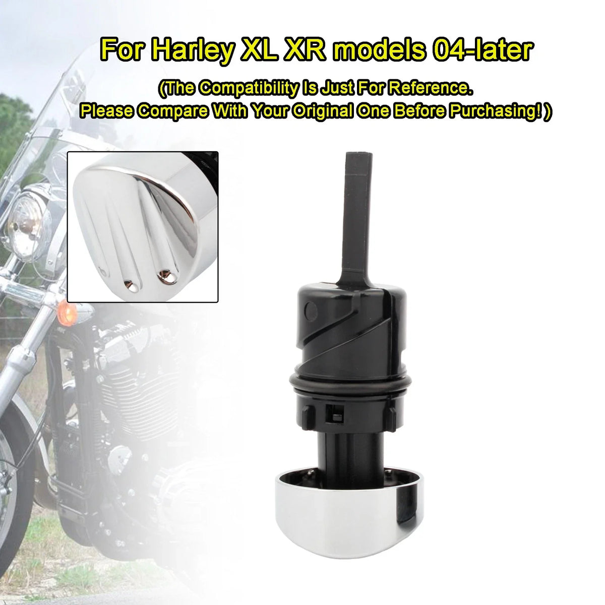 Oil Dipstick Tank Cap Plug Silver for Sportster XL883 XL1200 2004-2016