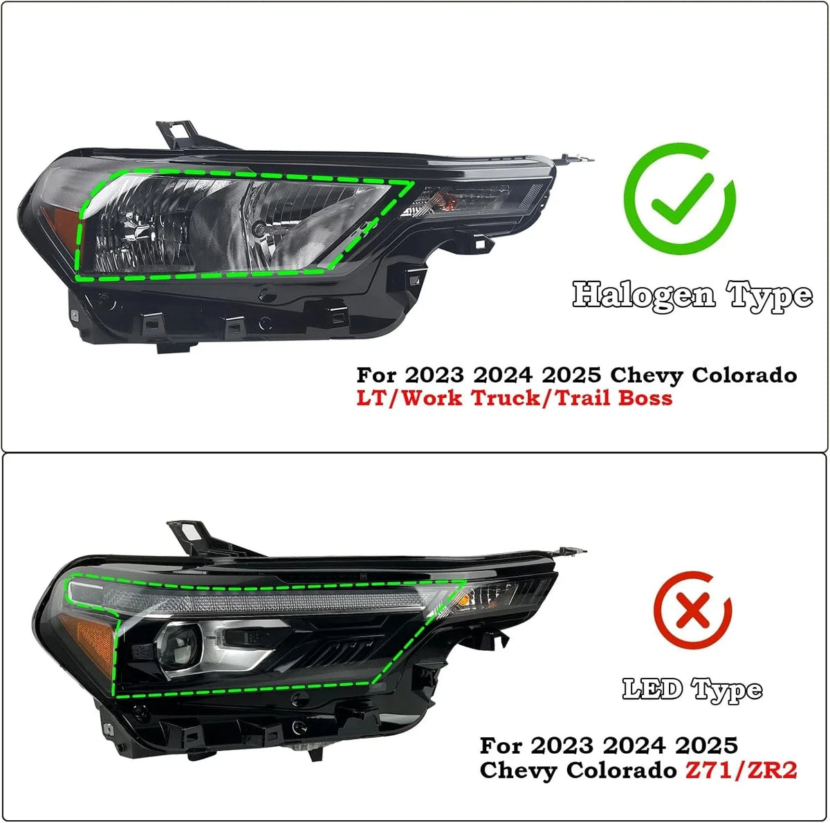 Passenger Side RH Halogen Headlight for Chevrolet Colorado (2023-2025)