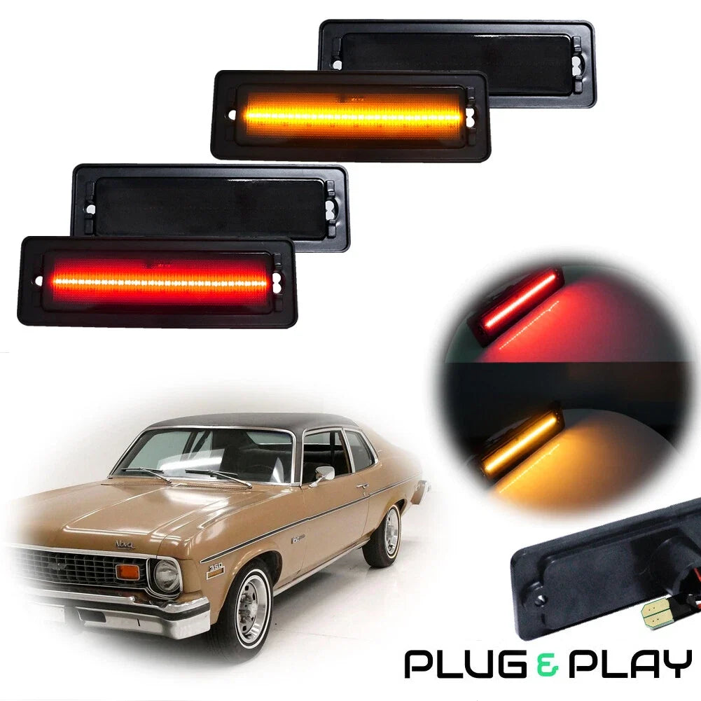 Smoke LED Side Marker Lamps for Chevy Nova (1970–1974)