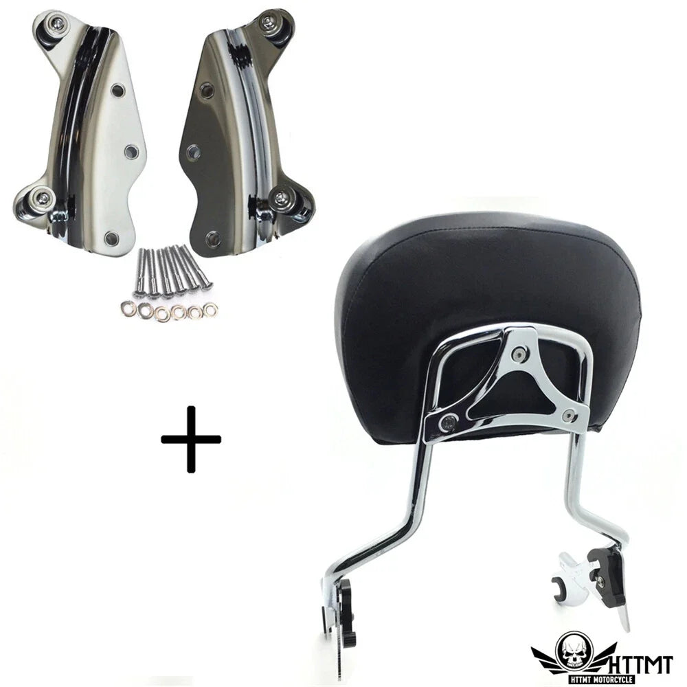 Backrest Sissy Bar Pad Chrome Docking for Harley Road King 2014-2019