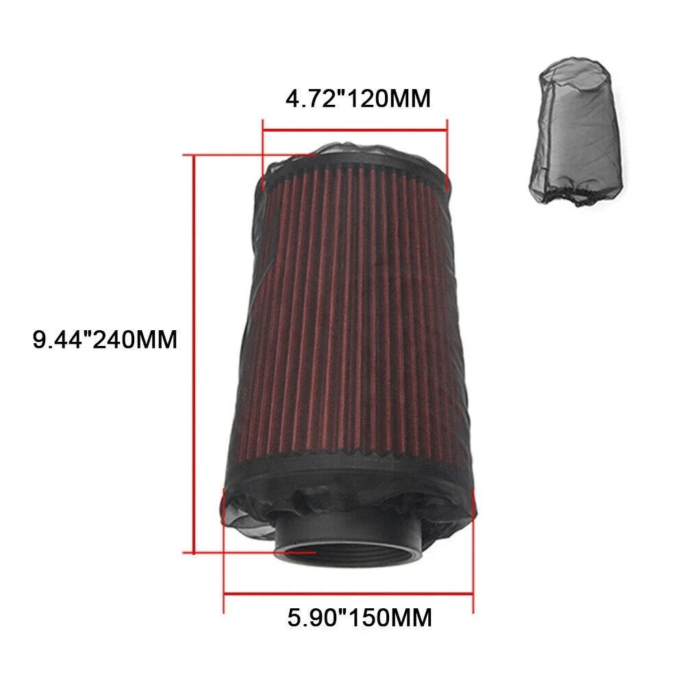 1 Pair Red Cold Air Intake Filter Sock Covers - Universal 9