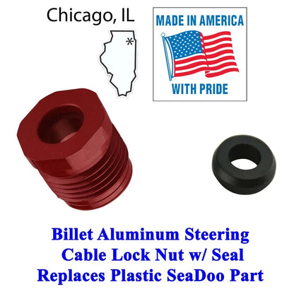 Billet Steering Cable Lock Nut w/ Seal for SeaDoo GTX RXP RXT GTI GTS XP (All Years)