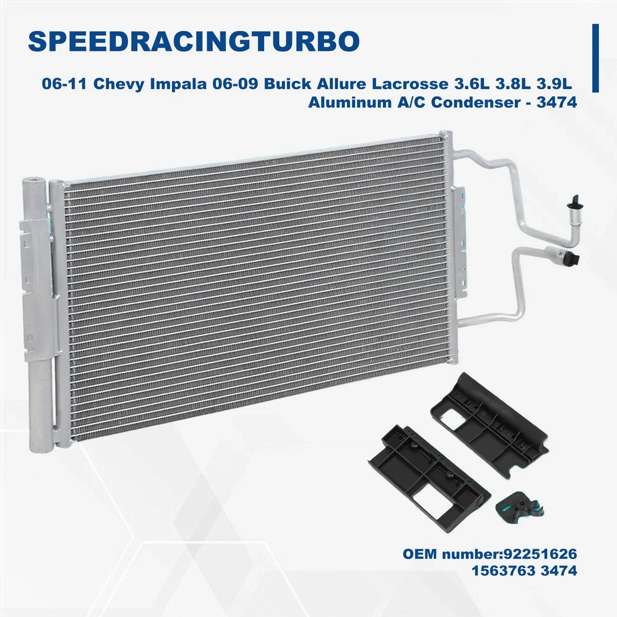 A/C Condenser Aluminum 3474 for Grand Prix Impala 2006-2011