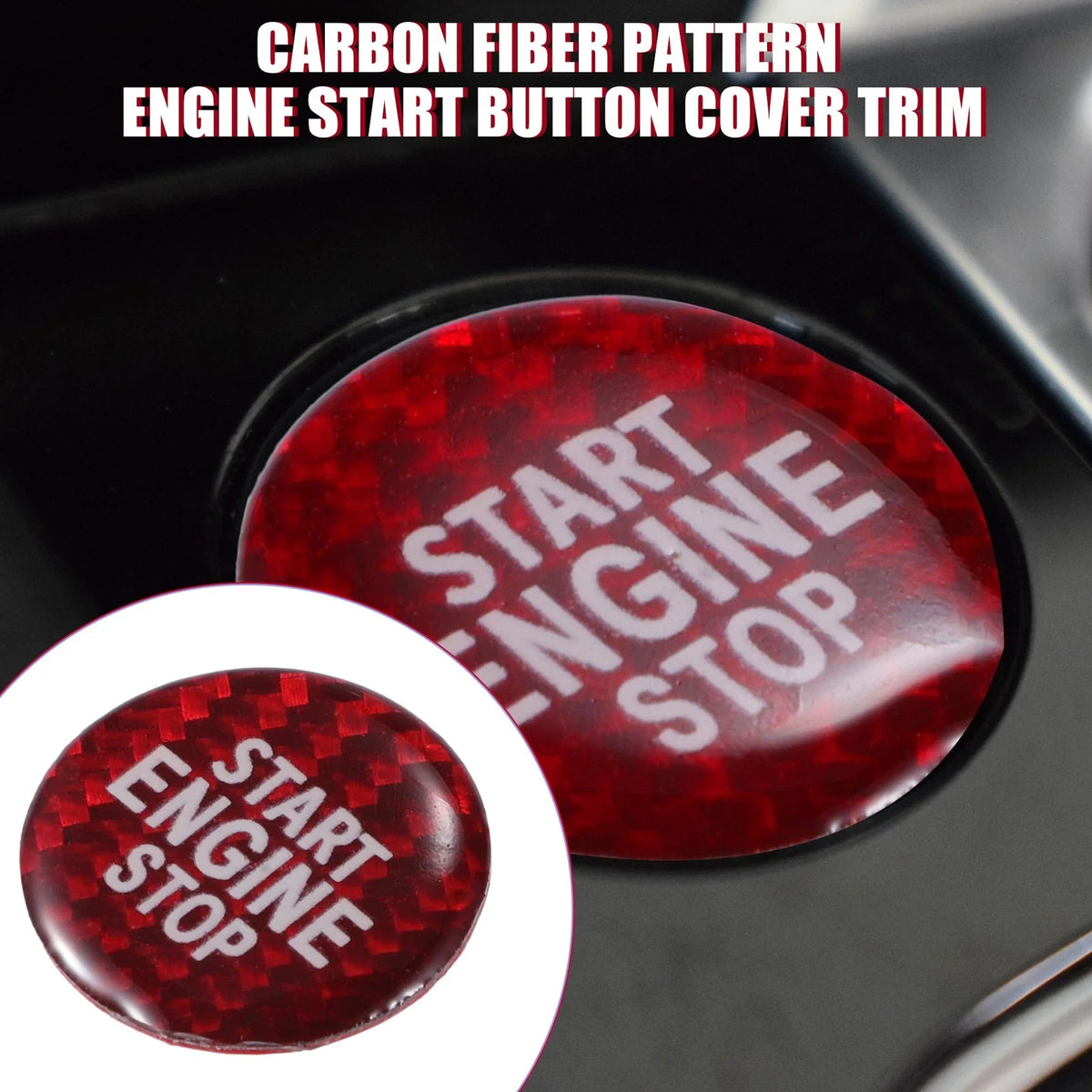 Carbon Fiber Pattern Engine Start Stop Button Cover Trim for VW CC (2012–2017)